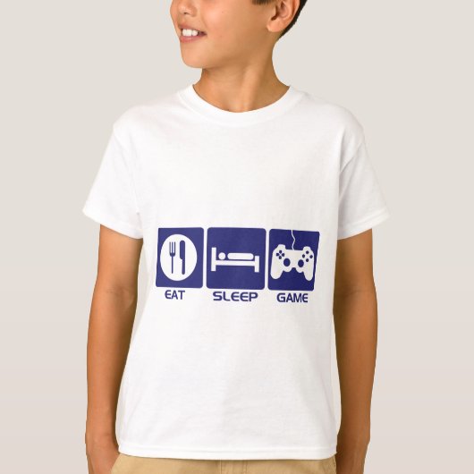 睡眠のゲーム-ゲーマーのギークのビデオゲーム--を食べて下さい Tシャツ (正面)