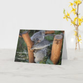 睡眠のコアラ、かわいい退職のお祝い カード (黄色い花)