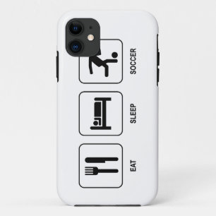 睡眠のサッカーを食べて下さい iPhone 11 ケース