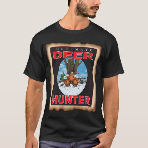 睡眠のシカ銃のハンターの黒T Tシャツ
