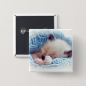 睡眠のシャムの子ネコの足 缶バッジ (正面&裏面)