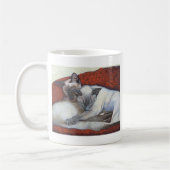 睡眠のシャム猫の芸術 コーヒーマグカップ (左)