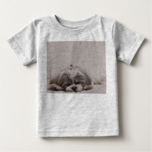 睡眠のシーズー(犬)のtzuのベビーのワイシャツ、睡眠犬 ベビーTシャツ