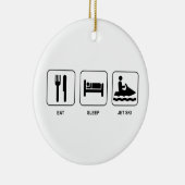 睡眠のジェット機のスキーを食べて下さい セラミックオーナメント (右)