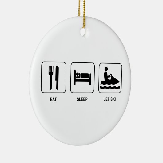 睡眠のジェット機のスキーを食べて下さい セラミックオーナメント (右)