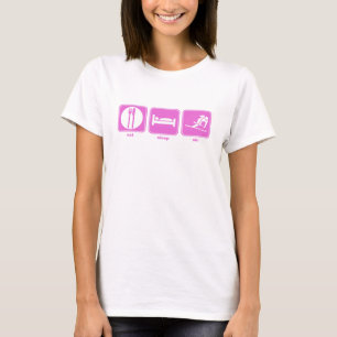 睡眠のスキーピンクを食べて下さい Tシャツ
