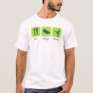 睡眠のスケートのアイススケートのティーを食べて下さい Tシャツ