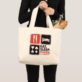 睡眠のトランプのポーカーを食べて下さい ラージトートバッグ (正面(商品))