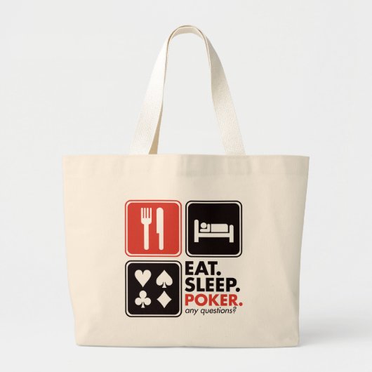 睡眠のトランプのポーカーを食べて下さい ラージトートバッグ (正面)