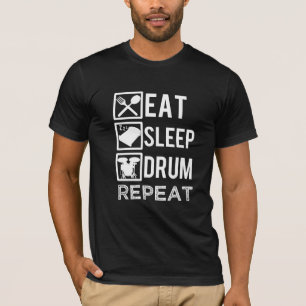 睡眠のドラム繰り返しのおもしろいなドラマーメンズワイシャツを食べて Tシャツ