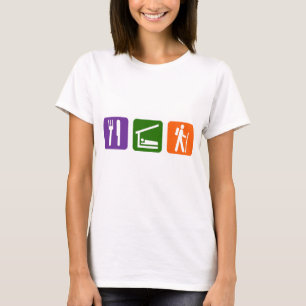 睡眠のハイキングを食べて下さい Tシャツ