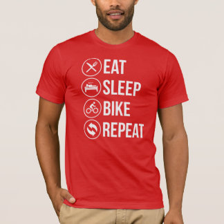 睡眠のバイクの繰り返しを食べて下さい Tシャツ
