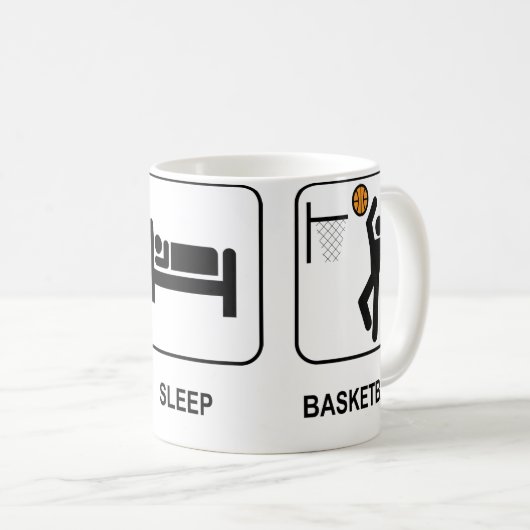 睡眠のバスケットボールのマグを食べて下さい コーヒーマグカップ (正面右)