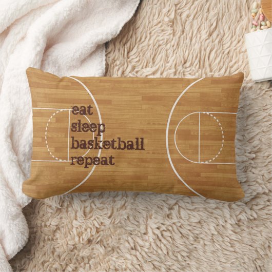 睡眠のバスケットボールの繰り返し裁判所の枕を食べて下さい ランバークッション (ブランケット)