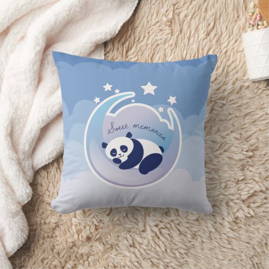 睡眠のパンダの青の枕 クッション (ブランケット)