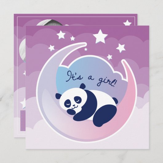 睡眠のパンダ「女の子」の誕生の発表 案内状 (正面/裏面)