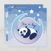 睡眠のパンダ「男の子」の誕生の発表カード 案内状 (正面/裏面)