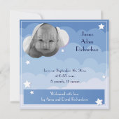 睡眠のパンダ「男の子」の誕生の発表カード 案内状 (裏面)