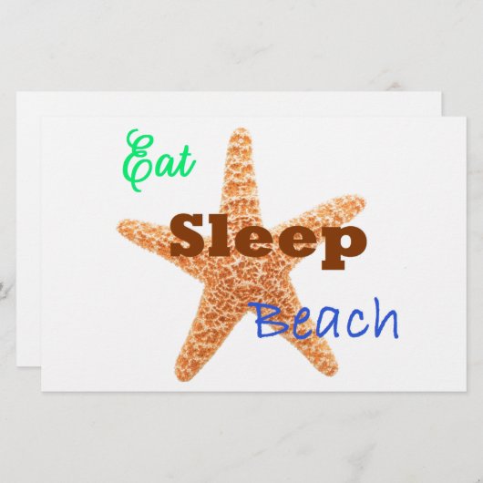 睡眠のビーチを- 8.5x5.5ポスター食べて下さい 便箋 (正面/裏面)
