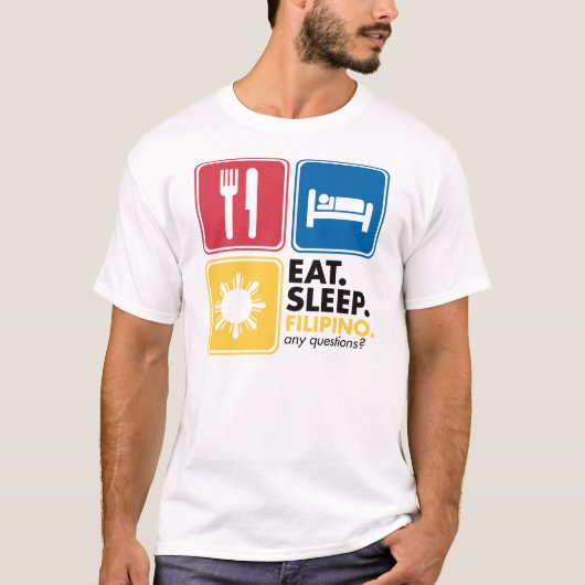 睡眠のフィリピン人を食べて下さい Tシャツ (正面)