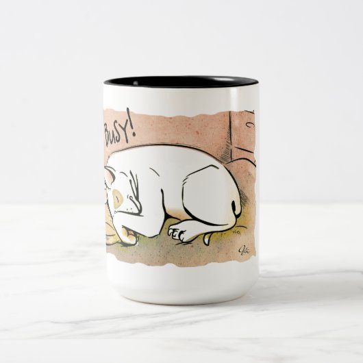 睡眠のブルテリアのコーヒー・マグ ツートーンマグカップ (中央)