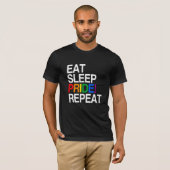 睡眠のプライドの繰り返しを食べて下さい Tシャツ (正面フル)