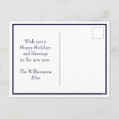 睡眠のベビーの初めてのクリスマスの写真 シーズンポストカード (裏面)