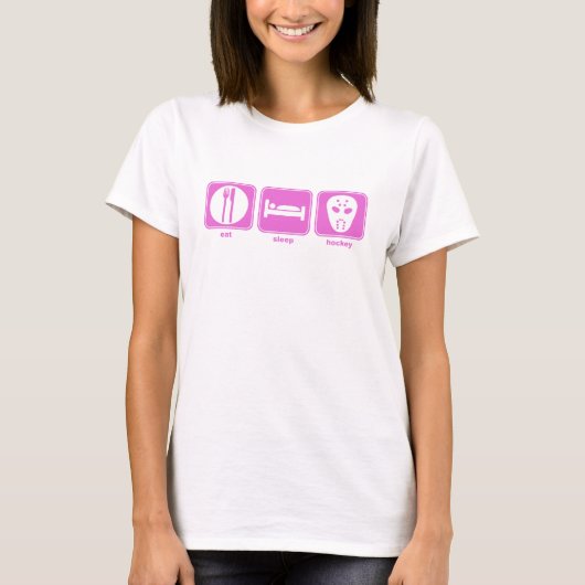 睡眠のホッケーのピンクを食べて下さい Tシャツ (正面)