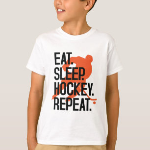 睡眠のホッケーの繰り返しのおもしろいなスポーツのホッケーを食べて下 Tシャツ