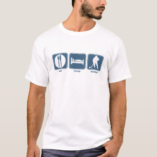 睡眠のホッケー選手を食べて下さい Tシャツ