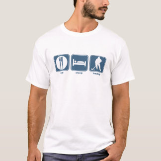 睡眠のホッケー選手を食べて下さい Tシャツ