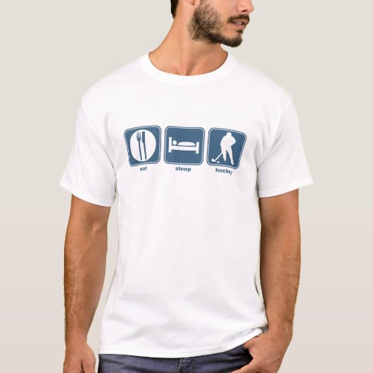 睡眠のホッケー選手を食べて下さい Tシャツ (正面)