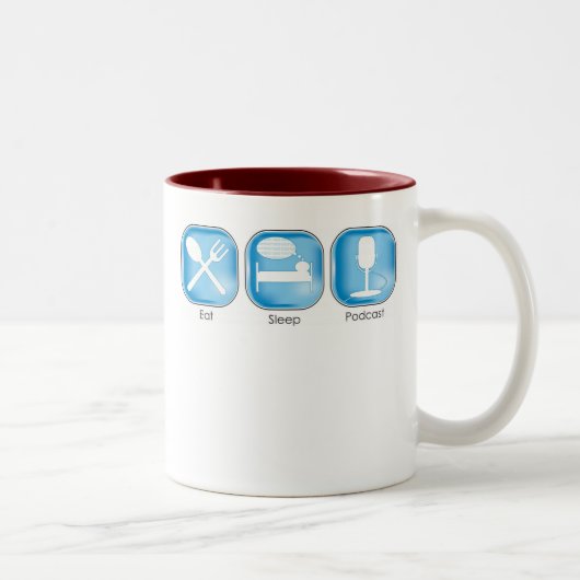 睡眠のポッドキャストを食べて下さい ツートーンマグカップ (右)