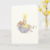 睡眠のマウスの休日カード カード (黄色い花)