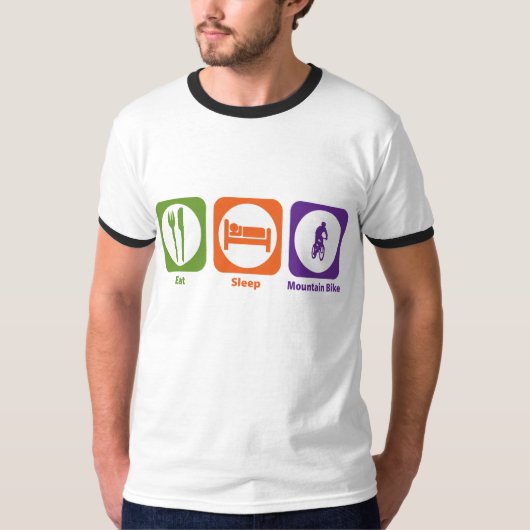 睡眠のマウンテンバイクを食べて下さい Tシャツ (正面)