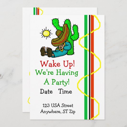 睡眠のメキシコ人を持つメキシコパーティの招待状 招待状 (正面/裏面)
