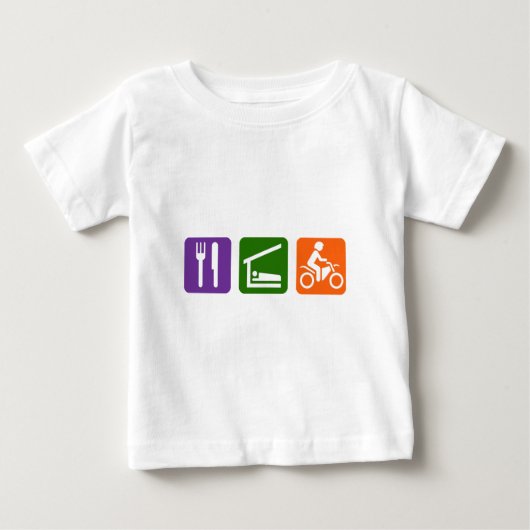 睡眠のモトクロスを食べて下さい ベビーTシャツ (正面)