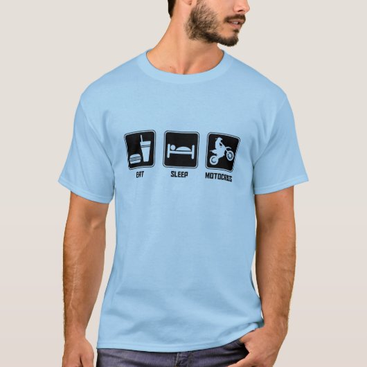 睡眠のモトクロスを食べて下さい Tシャツ (正面)