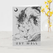 睡眠のライオン-よく得て下さい カード (黄色い花)