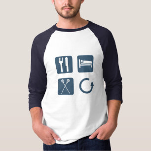睡眠のラクロスの繰り返しを食べて下さい Tシャツ