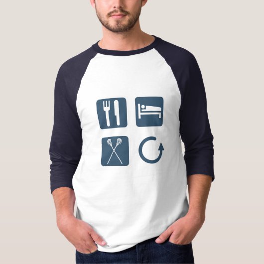 睡眠のラクロスの繰り返しを食べて下さい Tシャツ (正面)