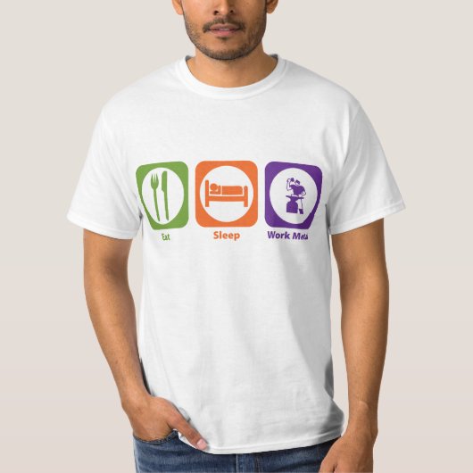 睡眠の仕事の金属を食べて下さい Tシャツ (正面)