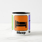 睡眠の体操のマグを食べて下さい ツートーンマグカップ (中央)
