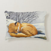 睡眠の冬のキツネの枕 アクセントクッション (正面)