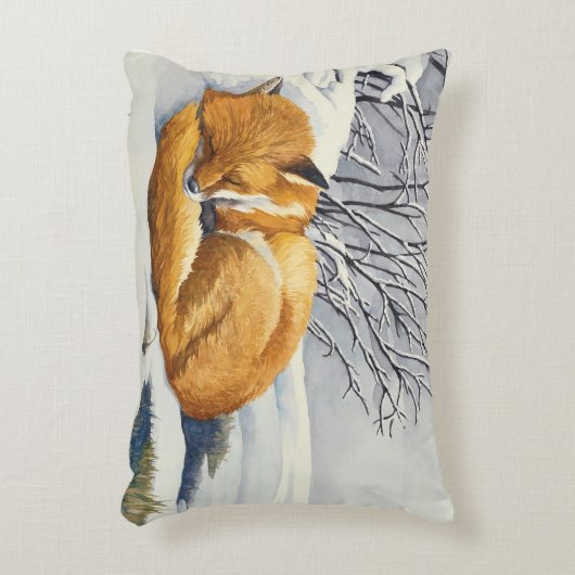 睡眠の冬のキツネの枕 アクセントクッション (正面(垂直))