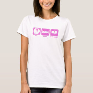 睡眠の卓球のピンクを食べて下さい Tシャツ