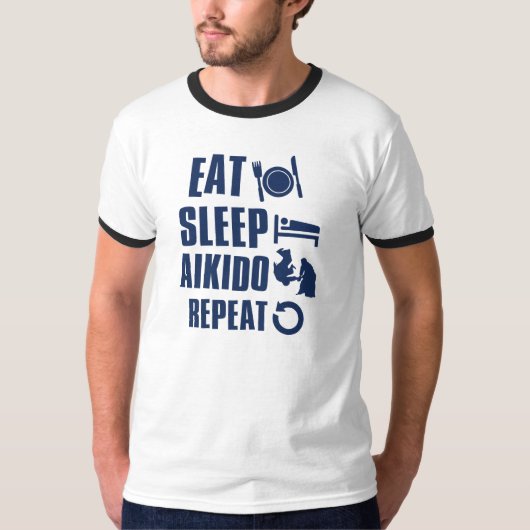 睡眠の合気道を食べて下さい Tシャツ (正面)