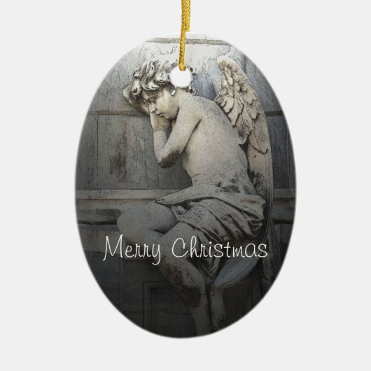 睡眠の天使のクリスマスのオーナメント セラミックオーナメント (正面)