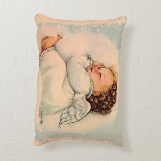 睡眠の女の赤ちゃんの天使 アクセントクッション (裏面(縦))