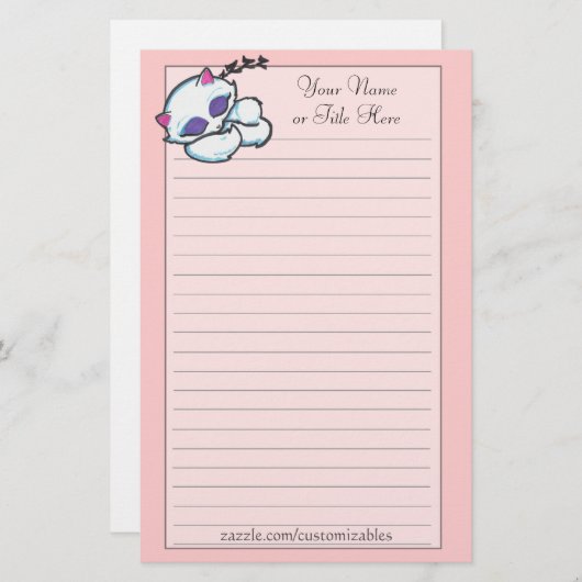 睡眠の子ネコの文房具 便箋 (正面/裏面)